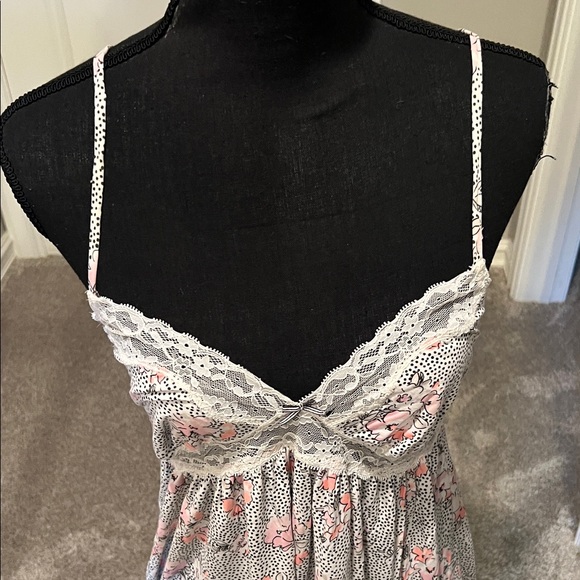 Victoria's Secret White and Pink Floral Lace Nightie Adjustable Straps Size L - Picture 5 of 8